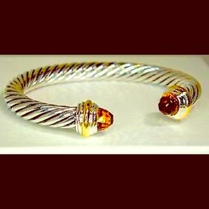 DY•7MM 14K•SS CLASSIC CABLE CITRINE BRACELET•NWOT